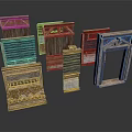 Ancient Building Components With Wooden Stone Carved Panels And Decorative Frames