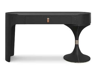 Elegant Modern Black Home Writing Desk With Unique Asymmetric Base And Practical Storage Drawer 3d model