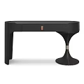 Elegant Modern Black Home Writing Desk With Unique Asymmetric Base And Practical Storage Drawer