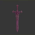 Ornate Medieval Fantasy Sword With Intricate Carved Handle And Metal Blade