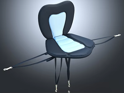 Black And Light Blue Cushioned Leisure Chair With Curved Backrest And Metal Support Frame 3d model