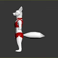 Low Poly Cat Character 3D Model Wearing Red Outfit Standing Pose 3d model