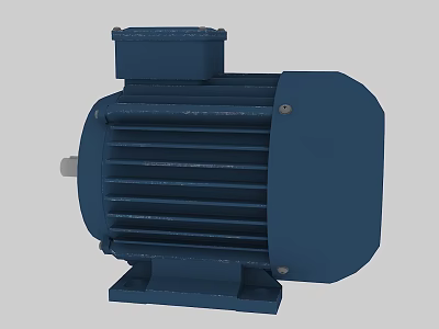 Blue Industrial Electric Motor With Sturdy Enclosure Heat Sink And Stable Base 3d model