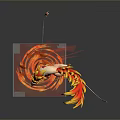 Mythical Fire Fox Game Character With Flaming Tails And Glowing Spiral Aura