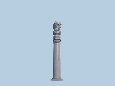 Gray Stone Pillar With Eagle Sculpture Top And Light Blue Backdrop 3d model