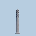 Gray Stone Pillar With Eagle Sculpture Top And Light Blue Backdrop 3d model