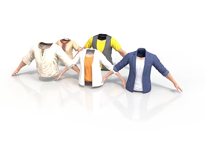 3D Clothing Models With Various Styles And Different Designs On White Background 3d model