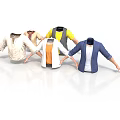 3D Clothing Models With Various Styles And Different Designs On White Background