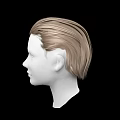 Game and Movie Character White Head Model With Brown Short Hair On Black Background