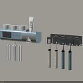 Bathroom Accessories Wall Mounted Storage Organizer With Toothbrush Holder Cup And Toothpaste