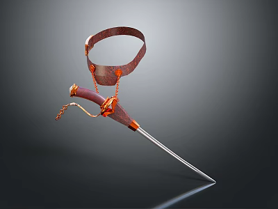 Vintage Dagger Weapon With Leather Sheath Orange Cord And Metal Blade 3d model