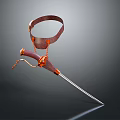 Vintage Dagger Weapon With Leather Sheath Orange Cord And Metal Blade