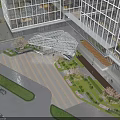 Modern Architectural Canopy At Building Entrance With Metal Frame And Glass Roof