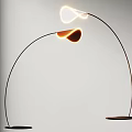 Modern Minimalist Floor Lamp With Curved Arc Design White Brown Shade And Circular Base