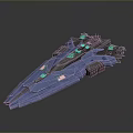 Advanced Blue Futuristic Sci-Fi Spaceship With Streamlined Design And Weapon Systems