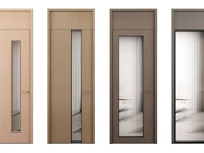 Modern Wooden Hinged Doors With Glass Panels In Various Colors For Interior Design 3d model