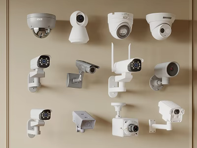 Public Facilities Security Surveillance Cameras With Various Types And Installations 3d model