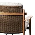 Modern Outdoor Chair With Wooden Frame And Gray Padded Seat Backrest