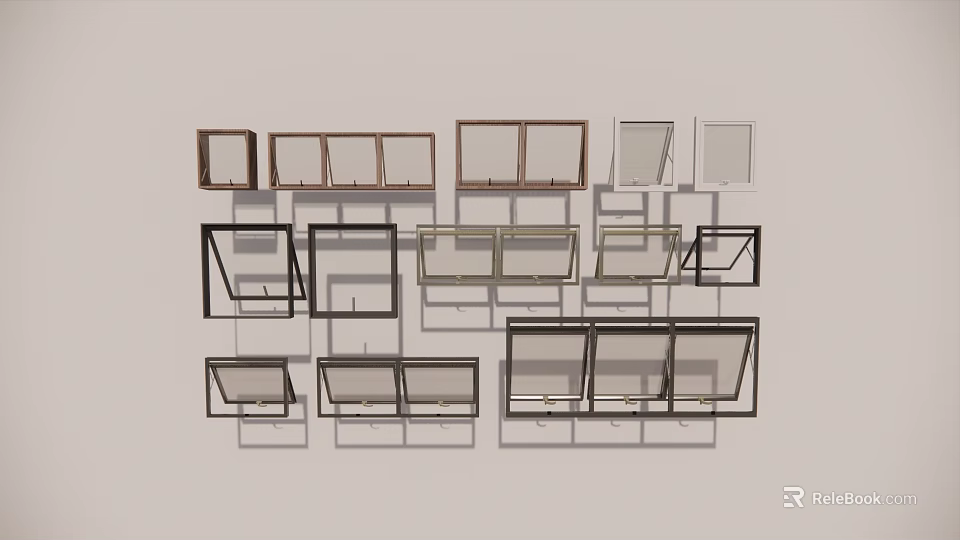 Casement Windows With Various Frame Colors And Design Styles For Homes 3d model 