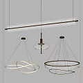 Modern Lighting Combination With Rectangular And Circular Pendant Lights Metallic Accents 3d model