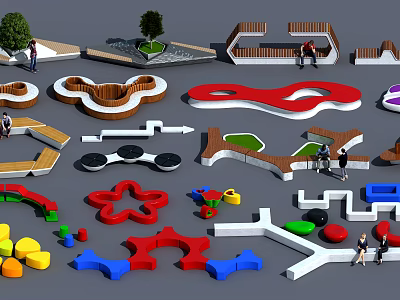 Modern Public Chair Special-shaped Park Waiting Seat 3d model Modern Public Chair Special-shaped Park Waiting Seat 3d model