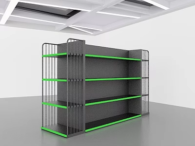 Modern Display Shelves With Metal Frame Green Edge And Multiple Layers 3d model