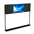 Modern Black Digital Display Stand With Screen Showing Blue Wave Pattern 3d model