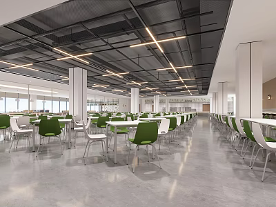 Modern Canteen Staff Restaurant 3d model