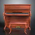 Elegant Brown Wooden Piano Furniture With Matching Bench And Carved Legs