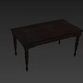 Dark Wooden Dining Table With Decorative Turned Legs In Bright Room With Natural Light