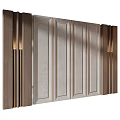 Elegant Modern Interior Wall Design With Wooden Panels Stone Texture And Wall Lamps