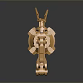 Shiny Golden Robotic Arm 3D Rendered with Mechanical Joints and Base