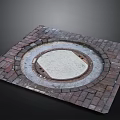 Brick Paved Square Structure With Circular White Center And Two Holes