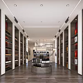 Spacious Modern Liquor Store Interior With Shelves Of Wine And Tobacco Products