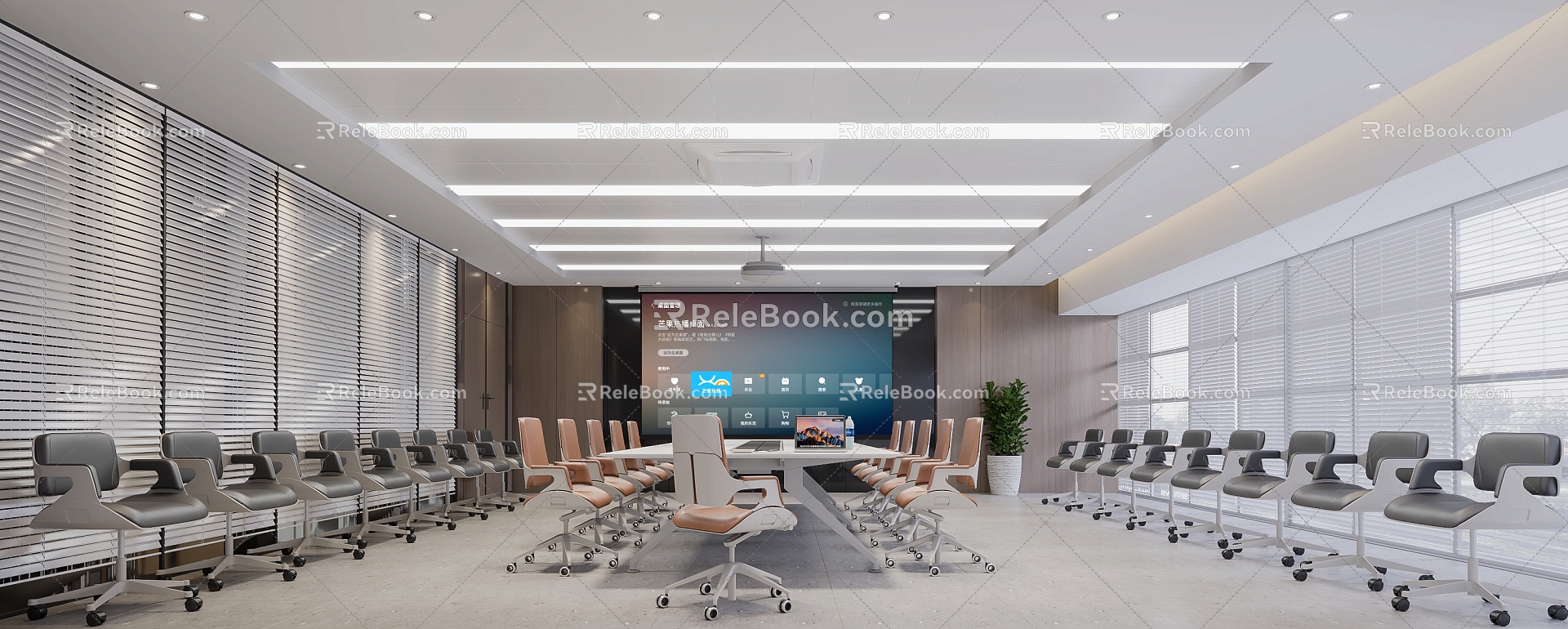 Commercial office conference room office conference table conference room projection conference room glass door conference table 3d model