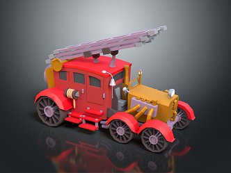 Modern engineering car steampunk car rescue cartoon rescue car 3d model