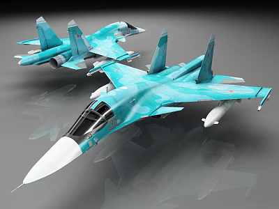 Two Blue Camouflage Fighter Jet Models With Detailed Design And Military Features 3d model