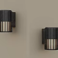 Modern Black Striped Wall Sconces With Warm Light For Beige Interior Decor