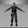 3D Tactical Character Model Standing With Arms Outstretched In Armor Vest And Kneepads