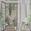 Cozy Home Balcony Interior With Hanging Plants Rattan Furniture And Green Decor