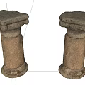 Pair of Classical Stone Columns With Textured Surface Square Top And Base 3d model