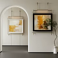 Modern Abstract Paintings with Warm Golden Tones and Framed Wall Art for Home Interior Decor