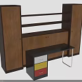 Wooden Furniture Set With Storage Cabinet Open Shelves Desk And Colorful Drawers Metal Legs