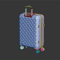 Light Blue Diamond Pattern Hard Shell Suitcase With Telescopic Handle And Spinner Wheels