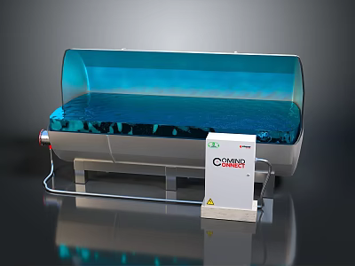 CORDIAL Equipment With Silver Body Transparent Cover Blue Liquid Support Stand And Connected Tubes 3d model