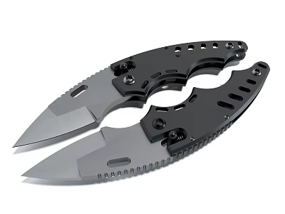 Double Blade Tactical Knuckle Knife Black Handle Metal Self Defense Weapon 3d model