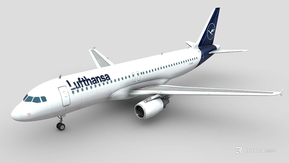 Lufthansa Passenger Airplane Model With White Body And Blue Tail Design 3d model 