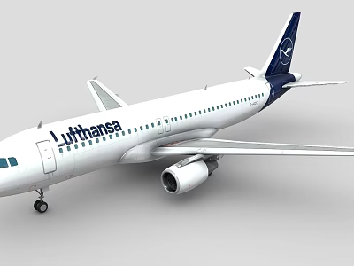 Lufthansa Passenger Airplane Model With White Body And Blue Tail Design 3d model