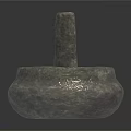 Traditional Stone Mortar And Pestle For Grinding Spices In Daily Kitchen Use