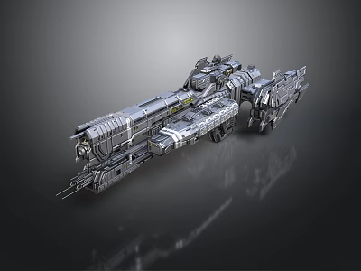 Futuristic Sci Fi Spaceship Model With Detailed Metallic Mechanical Structure 3d model